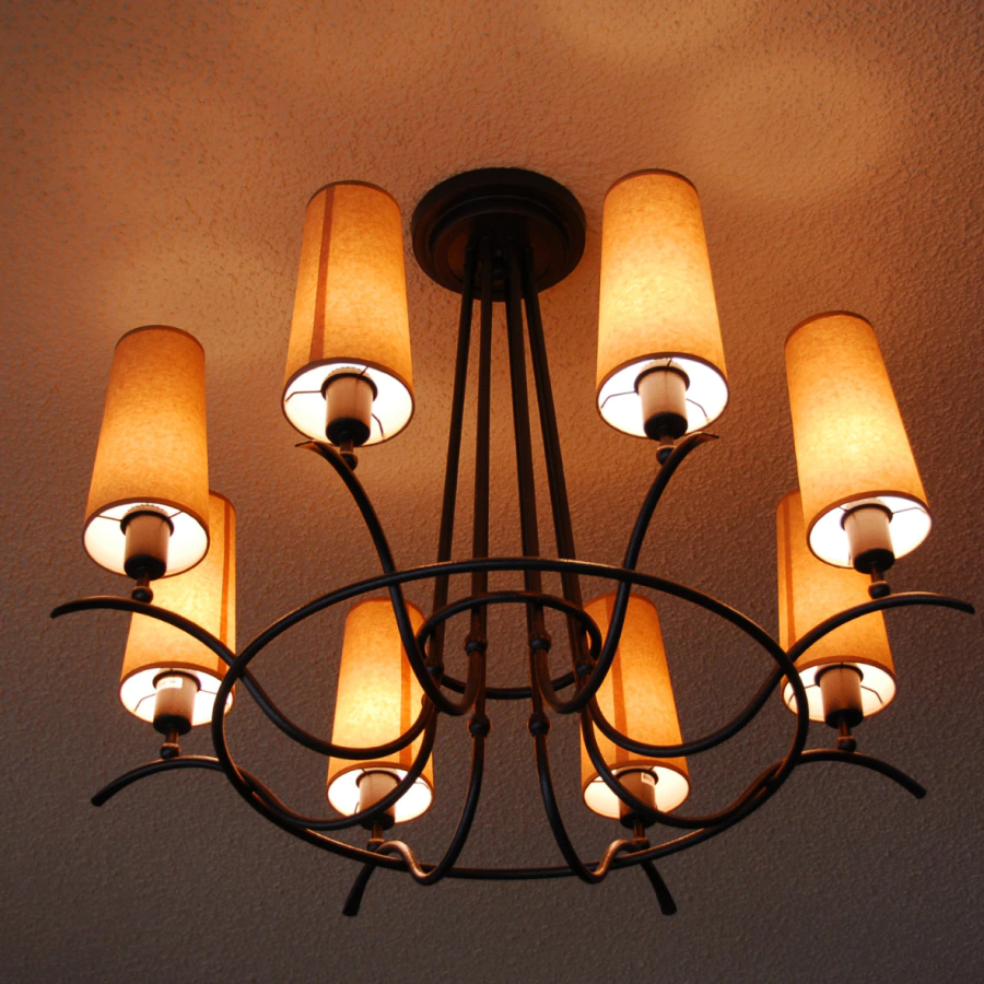 a chandelier of a living room